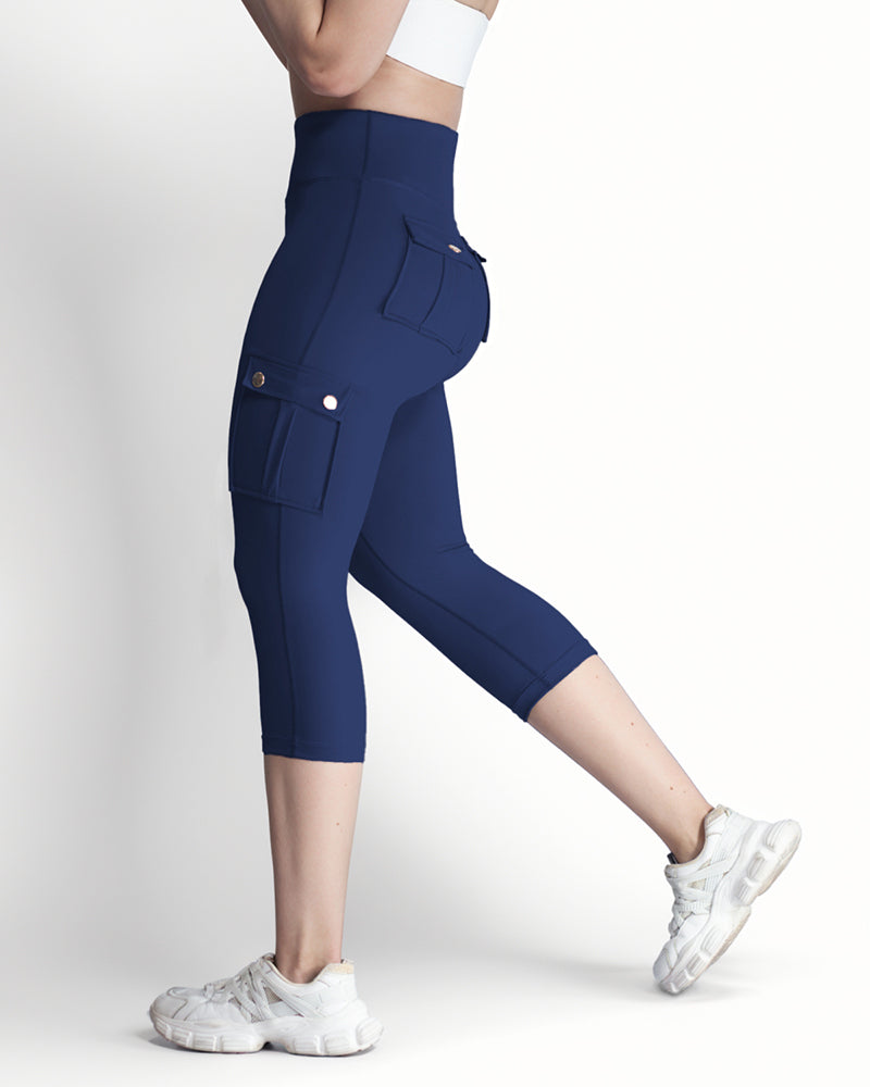 Butt Lifting Biker Capris Leggings High Waist Flap Pocket Workout Capris Gym Pants