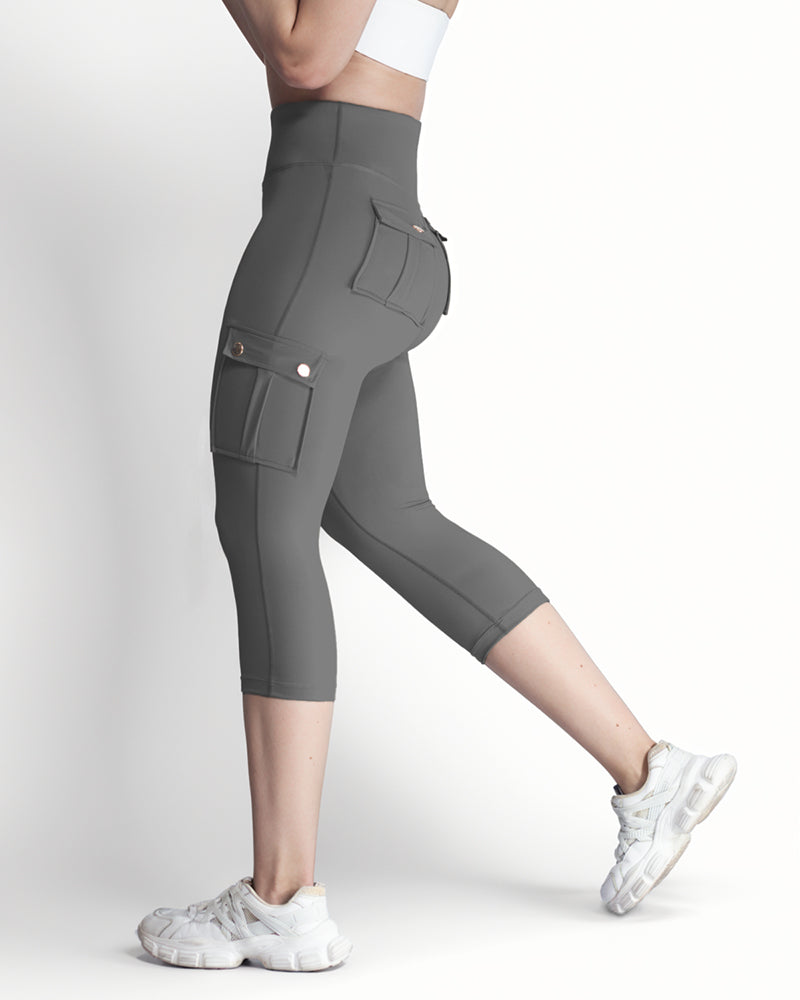 Butt Lifting Biker Capris Leggings High Waist Flap Pocket Workout Capris Gym Pants