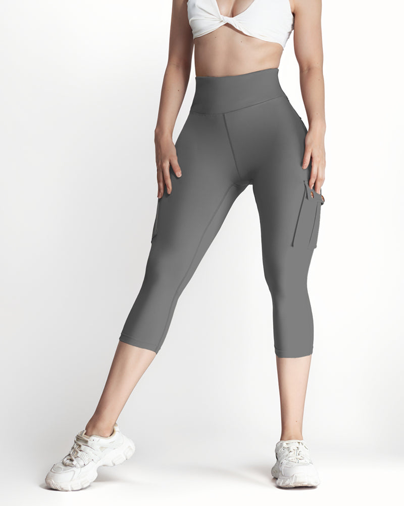 Butt Lifting Biker Capris Leggings High Waist Flap Pocket Workout Capris Gym Pants