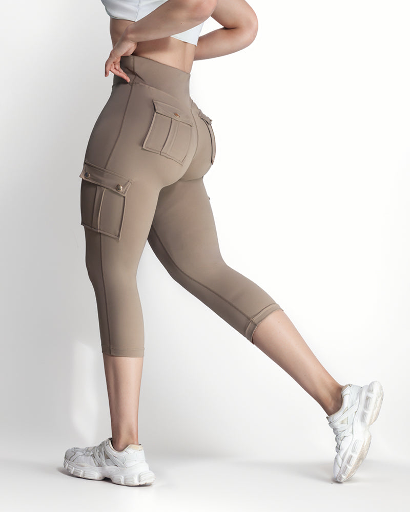 Butt Lifting Biker Capris Leggings High Waist Flap Pocket Workout Capris Gym Pants
