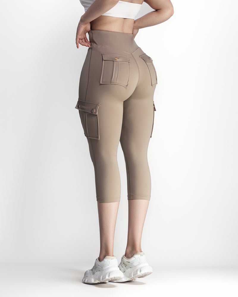 Butt Lifting Biker Capris Leggings High Waist Flap Pocket Workout Capris Gym Pants