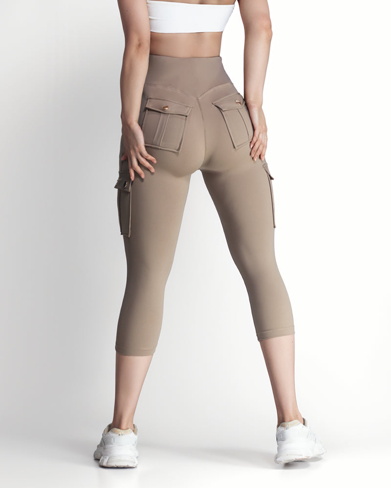 Butt Lifting Biker Capris Leggings High Waist Flap Pocket Workout Capris Gym Pants