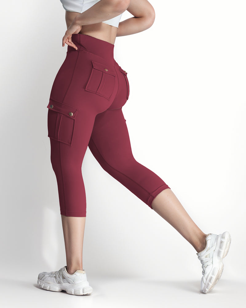 Butt Lifting Biker Capris Leggings High Waist Flap Pocket Workout Capris Gym Pants