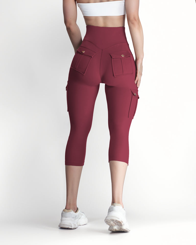 Butt Lifting Biker Capris Leggings High Waist Flap Pocket Workout Capris Gym Pants