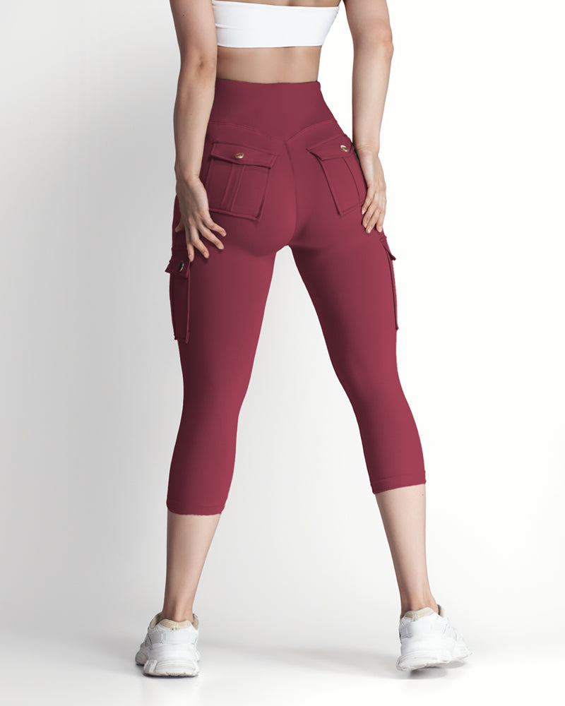 Butt Lifting Biker Capris Leggings High Waist Flap Pocket Workout Capris Gym Pants