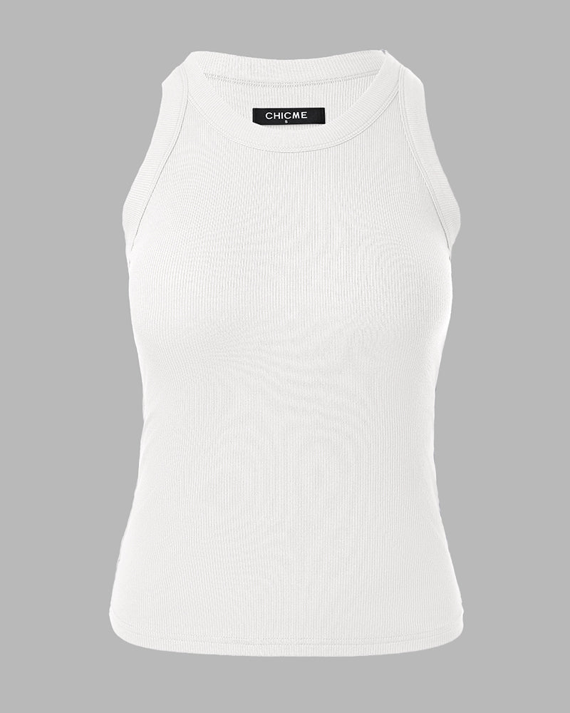 ChicMe Built-in Bra Ribbed Round Neck Tank Top