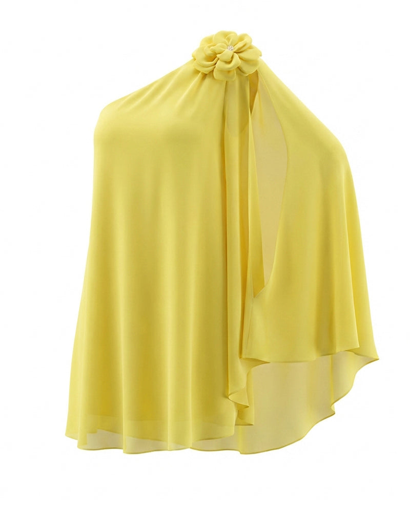 3D Flower Decor One Shoulder Sleeveless Mini Dress Casual A Line Vacation Dress
